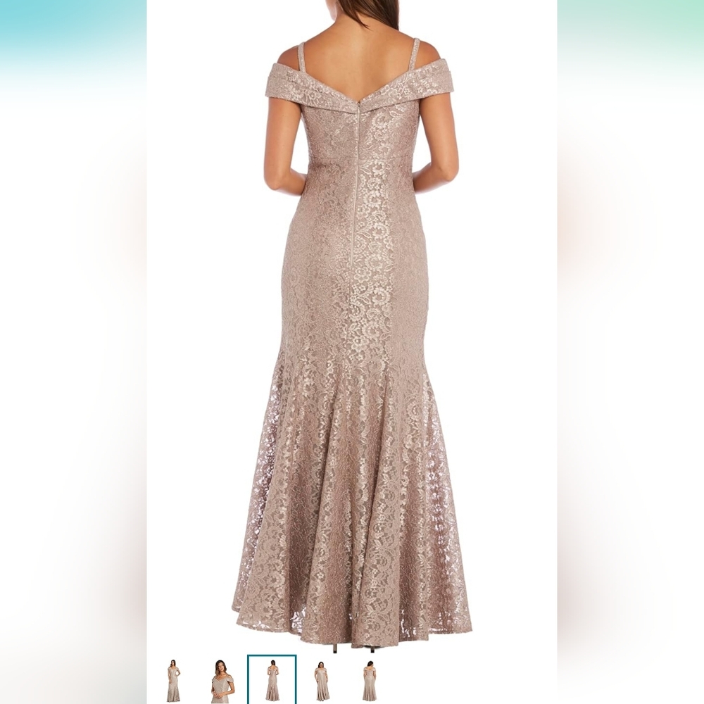 Elegant Off-Shoulder Lace Evening Gown - Picture 9 of 10
